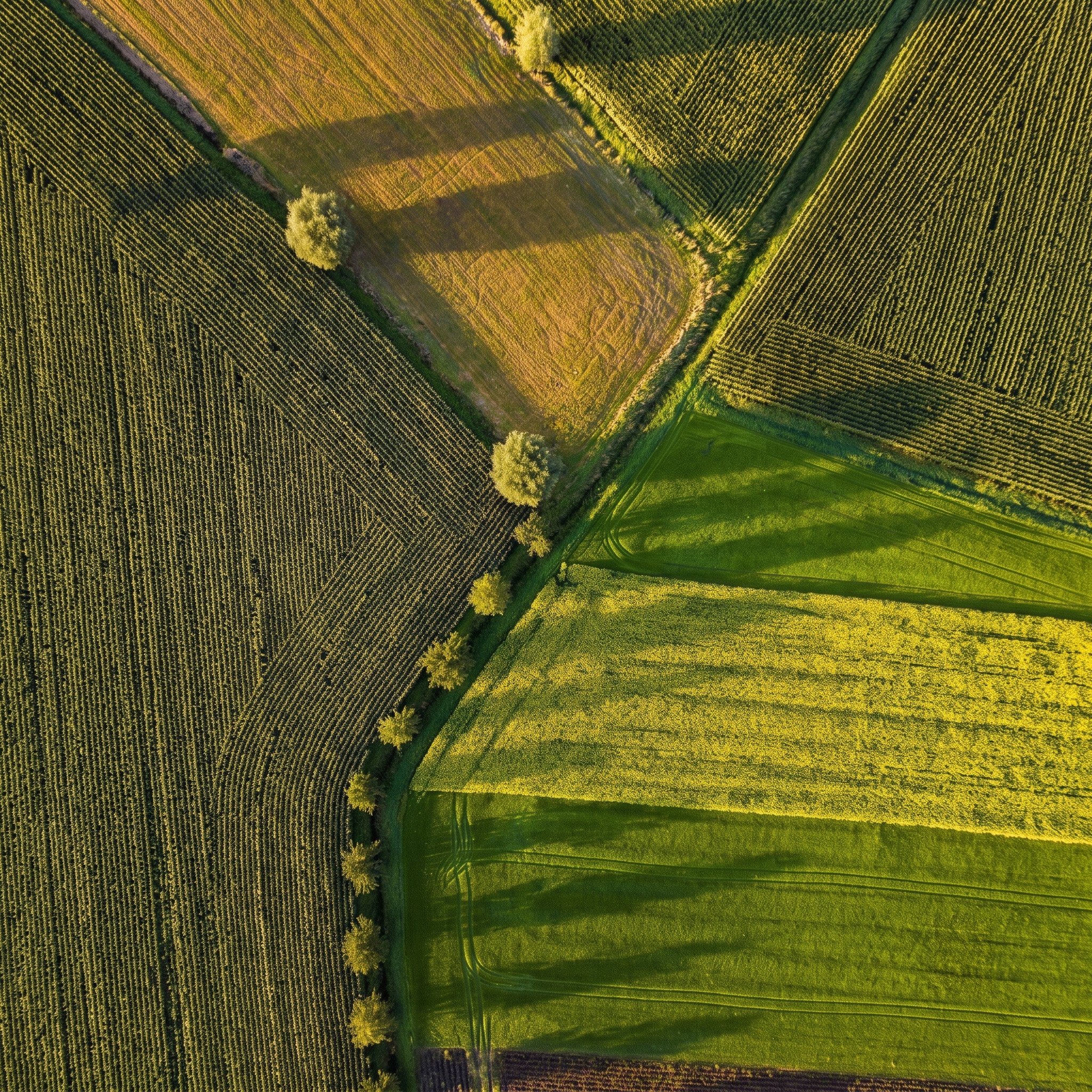 Aerial patchwork of cultivated land