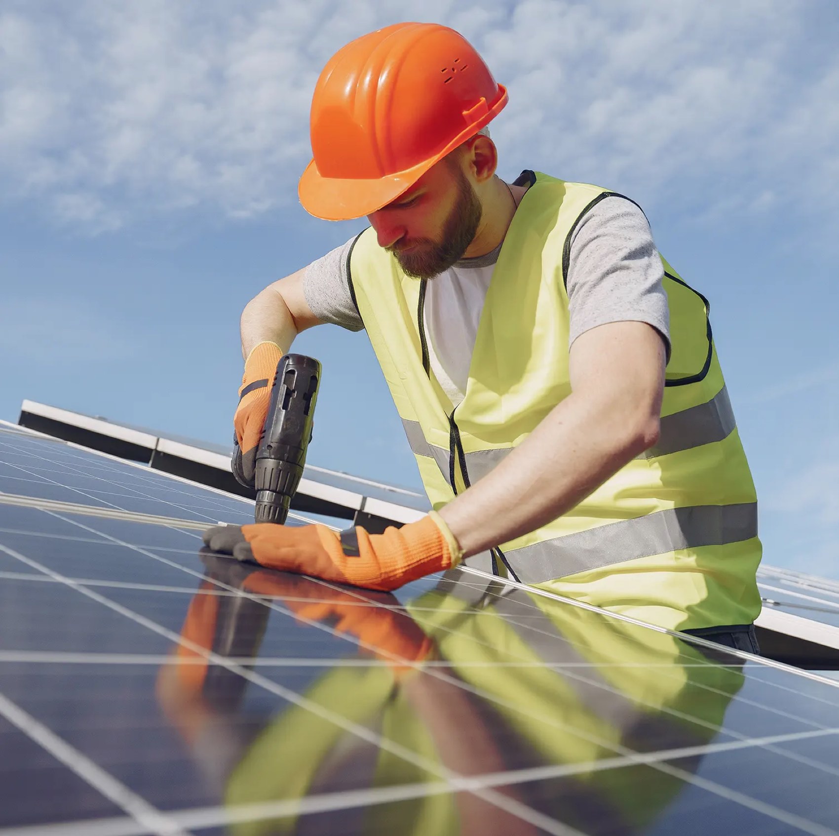 Technician working on a solar installation